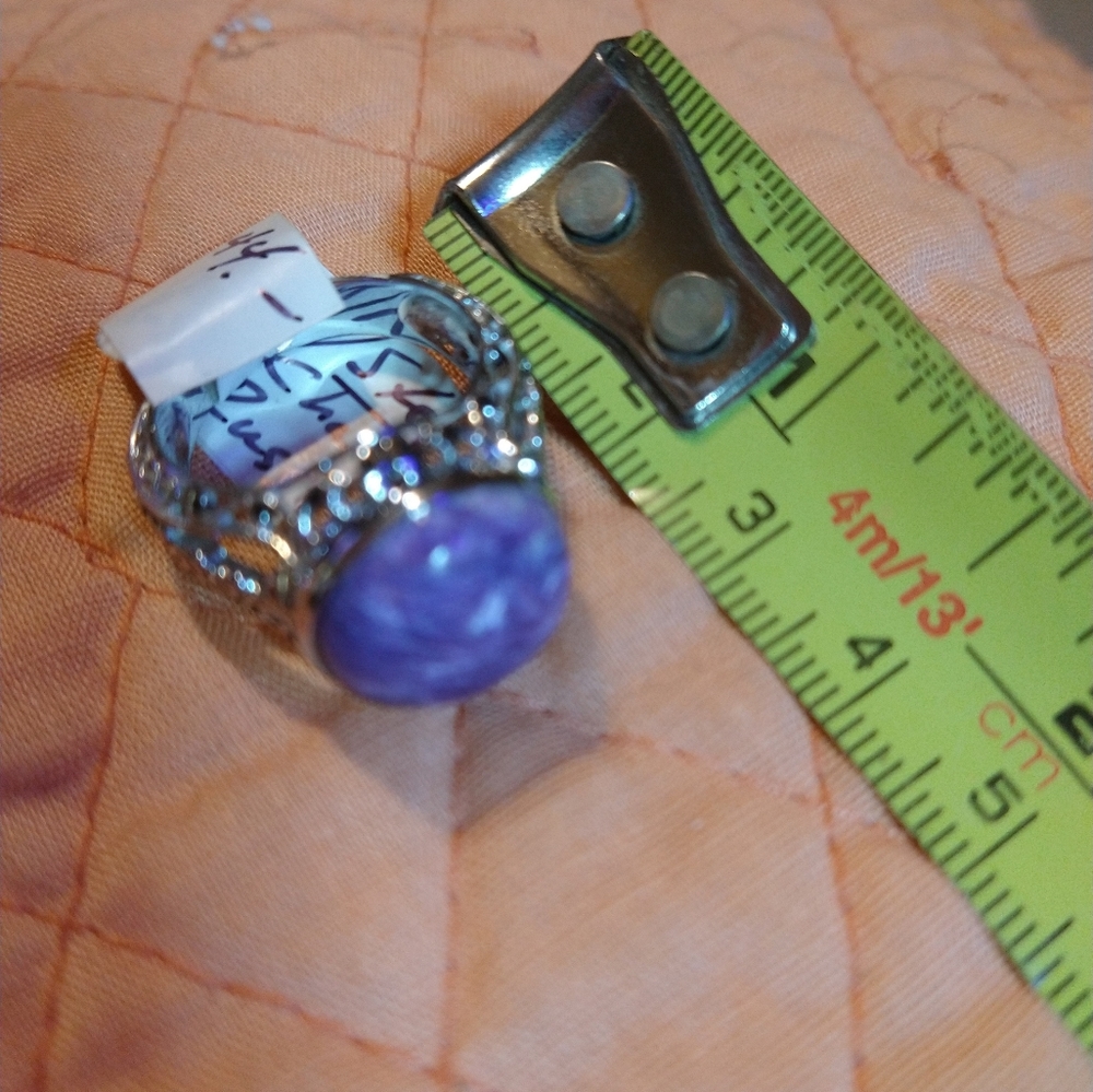 🛑 LOWEST PRICE AVAILABLE🛑 CHAROLITE- STONE OPEN FILIGREE STERLING RING. - Picture 3 of 8